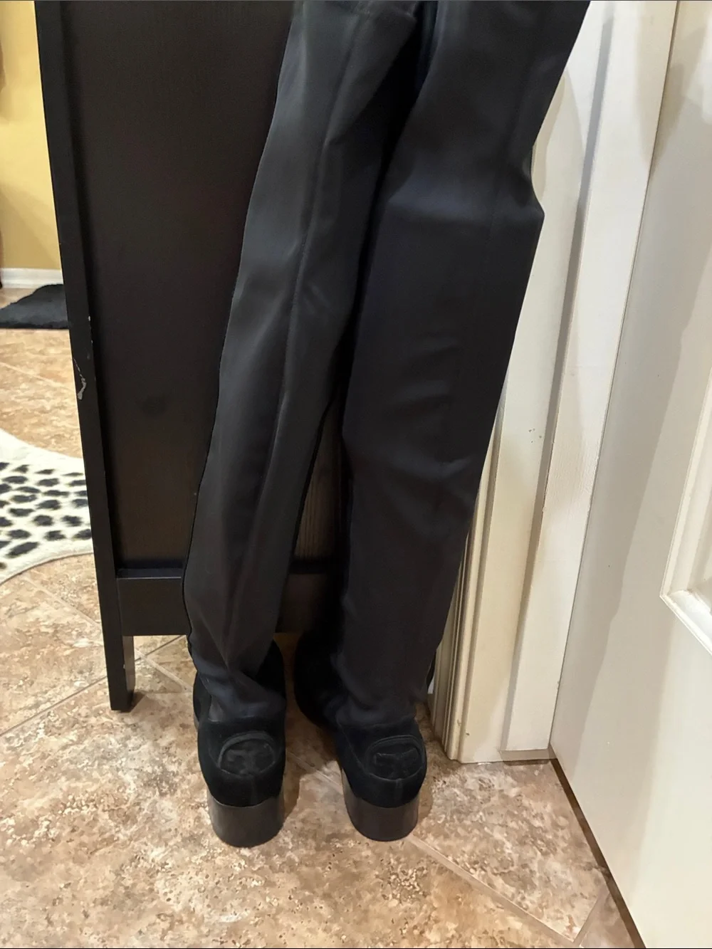 Tory Burch Black Over-the-Knee Suede Boots